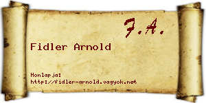 Fidler Arnold névjegykártya